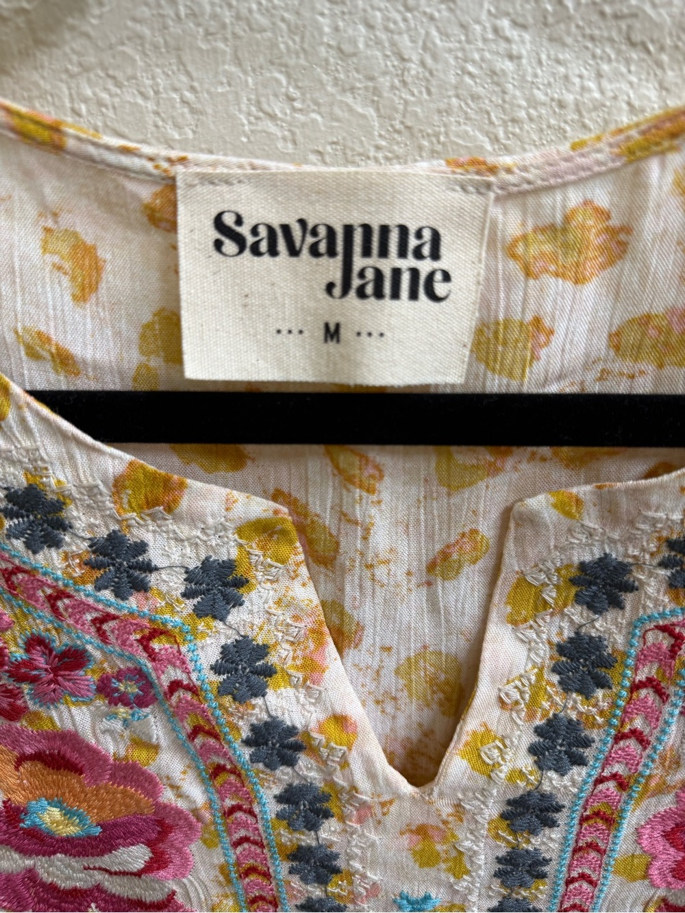Savanna Jane Cream Tunic with Pink, Yellow & Teal Floral Embroidery - Picture 2 of 10